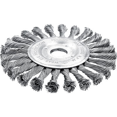 SPAZZOLA ACCIAIO RITORTO + FORO 7706 WOKIN MM 150 F.MM 22,2 770606