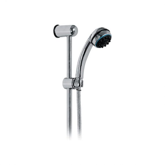 SALISCENDI CROMATO ø25MM CON DOCCIA A 3 FUNZIONI REGOLABILI, PORTASAPONE E FLESSIBILE CROMATO DI LUNGHEZZA 150CM
