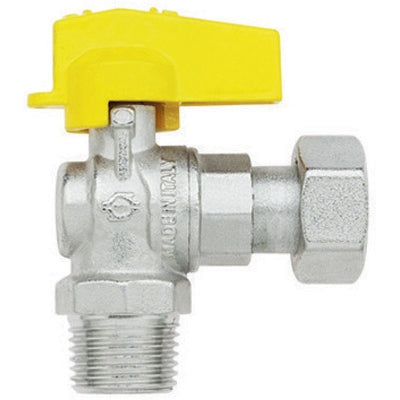 RUBINETTO A SFERA SQUADRA 1/2" x 3/4" MASCHIO, DADO GIREVOLE FEMMINA, CON LEVETTA