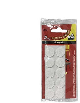 FELTRINO ADESIVO TONDO BIANCO D.MM 20 CF=PZ 10