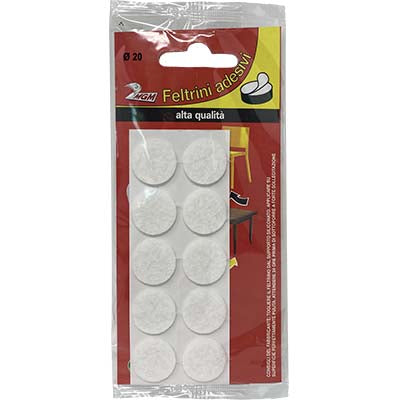 FELTRINO ADESIVO TONDO BIANCO D.MM 26 CF=PZ 8