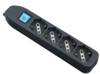 MULTIPRESA 4P BIP/SCHUKO+INTERR S/CAVO NERO