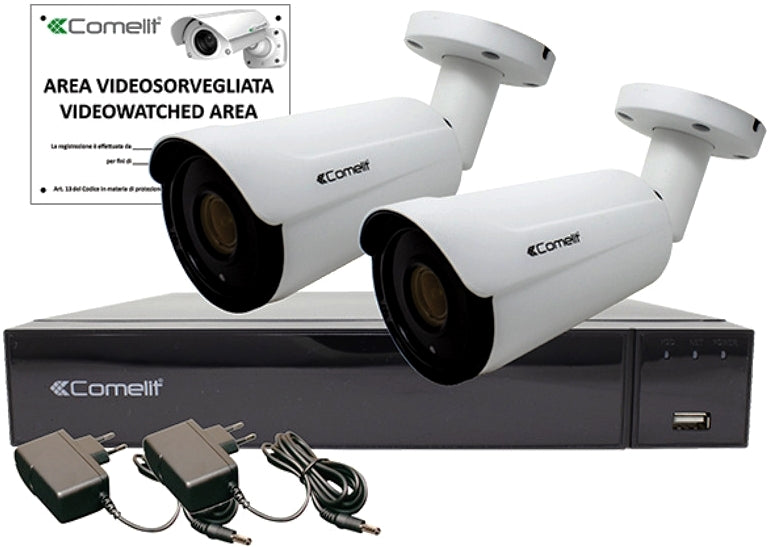 KIT VIDEOSORVEGLIANZA COMELIT AHD SMART 2MP XVR 8 CANALI 2 BULLET AHKIT008S02A