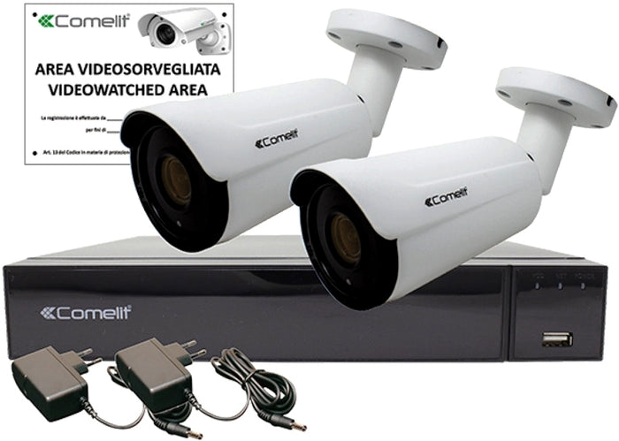 KIT VIDEOSORVEGLIANZA COMELIT AHD SMART 2MP XVR 8 CANALI 2 BULLET AHKIT008S02A
