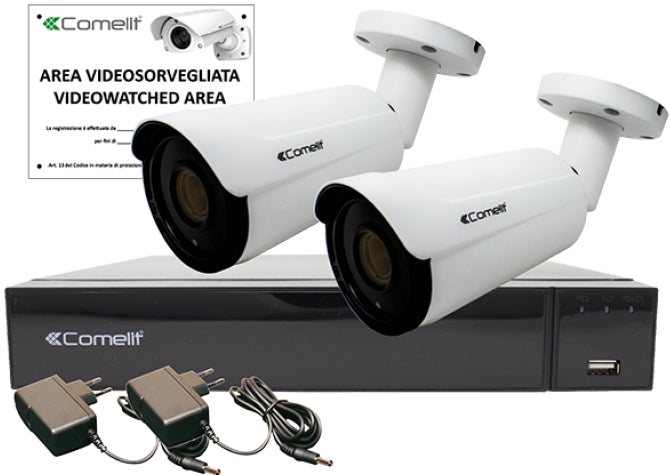 KIT VIDEOSORVEGLIANZA COMPOSTO DA 1 VIDEOREGISTRATORE XVR 8 INGRESSI 4K + 2 TELECAMERE BULLET AHD