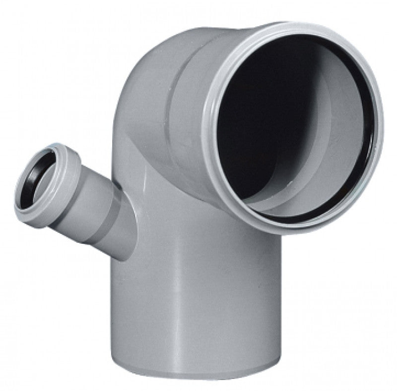 CURVA GRIGIA PP 87½° DIAMETRO 110 mm CON 1 ATTACCO DESTRO DIAMETRO 40 mm BAMPI SISTEMA BAMPLAST