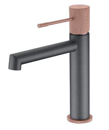 MISCELATORE PER LAVABO SERIE LINE GRIGIO OPACO/CHAMPAGNE
