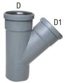 BRAGA PER TUBI DI SCARICO CON ATTACCO A 45° DIAMETRO 110-90 mm IN POLIPROPILENE COLORE GRIGIO BAMPI SISTEMA BAMPLAST