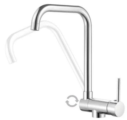 RUBINETTO MISCELATORE MONOCOMANDO CROMATO PER LAVELLO A CANNA RECLINABILE PER SOTTO FINESTRA SERIE BOREALIS