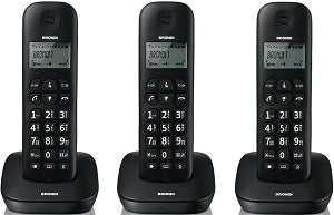 3 TELEFONI CORDLESS BRONDI GALA TRIO COLORE NERO