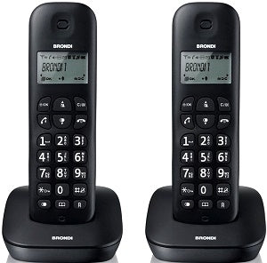 2 TELEFONI CORDLESS BRONDI GALA TWIN COLORE NERO