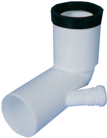 CURVA PROLUNGATA BIANCA A 90° PER WC DIAMETRO 110-110 mm CON 1 ATTACCO SINISTRO DIAMETRO 50 mm BAMPI SISTEMA BAMPLAST