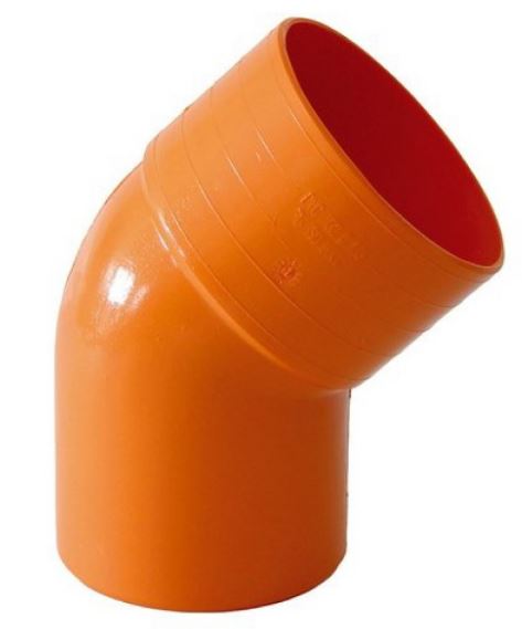 CURVA 45 INCOLLAGGIO MASCHIO FEMMINA IN PVC ARANCIO ø 125