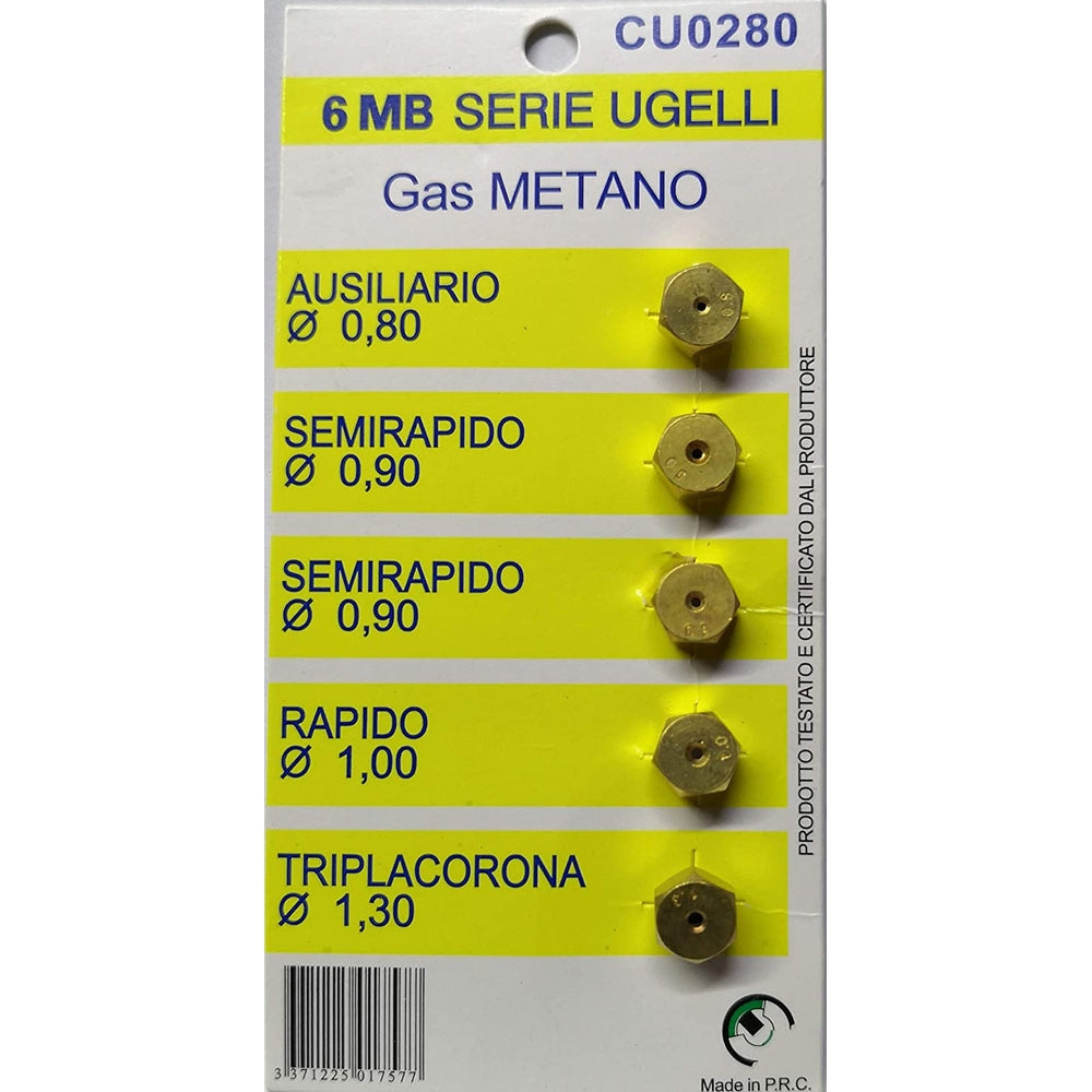 KIT 5 UGELLI PER GAS METANO 6 MB Ø 0,80-1,30 mm