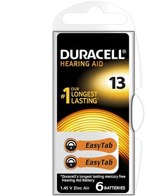BLISTER 6 BATTERIE PER APPARECCHI ACUSTICI DURACELL FORMATO 13