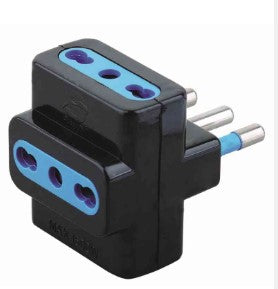 ADATTATORE MULTIPLO 16A BIPASSO 3 PRESE NERO SFUSI