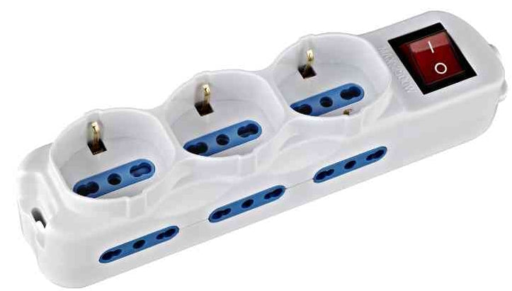 MULTIPRESA 3 SCHUKO BIPASSO + 6 BIPASSO BIANCA