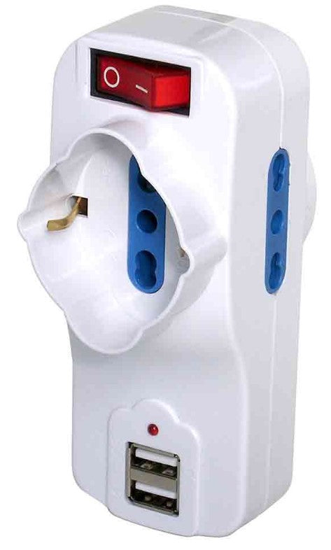 ADATTATORE USB-2 USB, 3PRESE SPINA ROTANTE