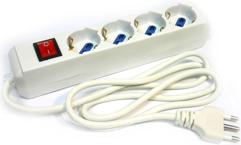 MULTIPRESA BIANCA 4 POSTI SCHUKO/BIVALENTE CON SPINA 10/16A 2P+T