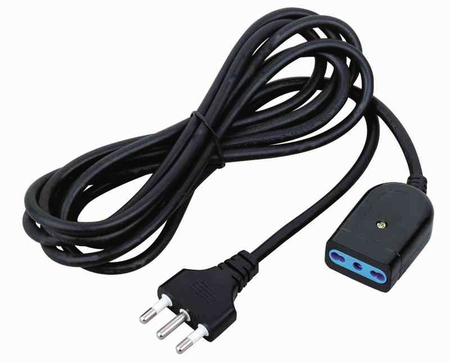PROLUNGA 5 METRI NERA CON SPINA E PRESA 2P+T 10A