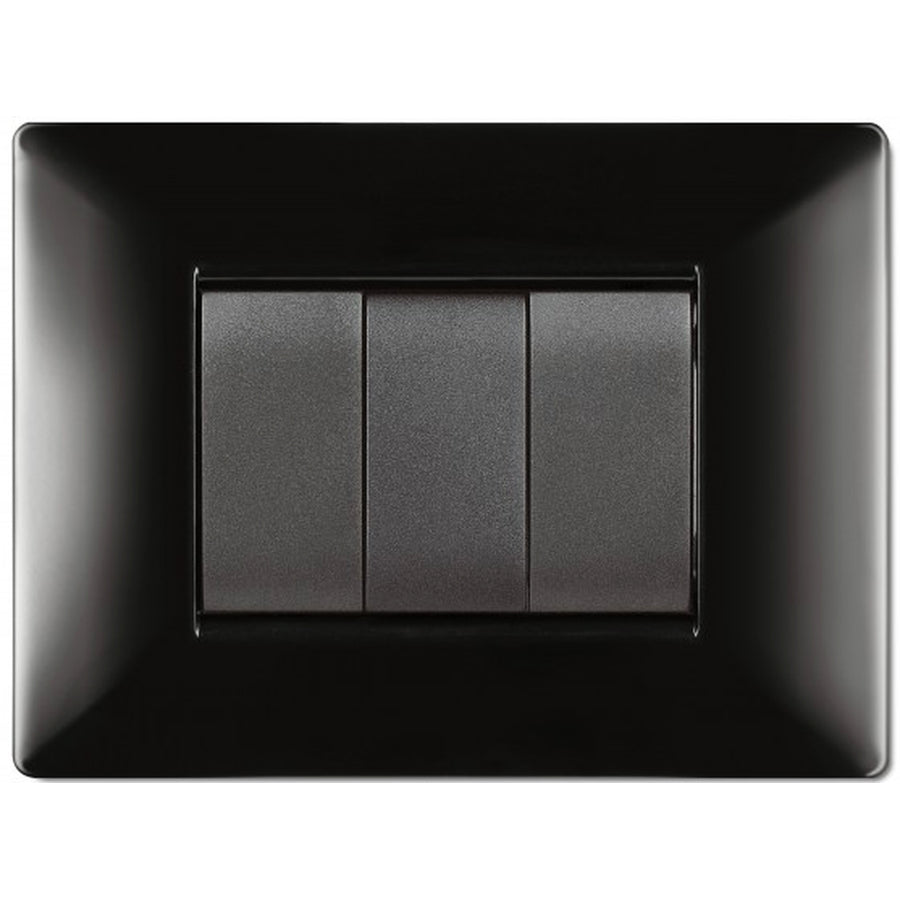PLACCA 3 MODULI NERA ELETTROCANALI MYLIFE Q