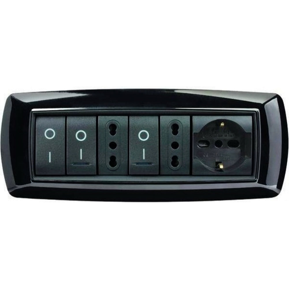 PLACCA 7 MODULI NERA ELETTROCANALI MYLIFE Q
