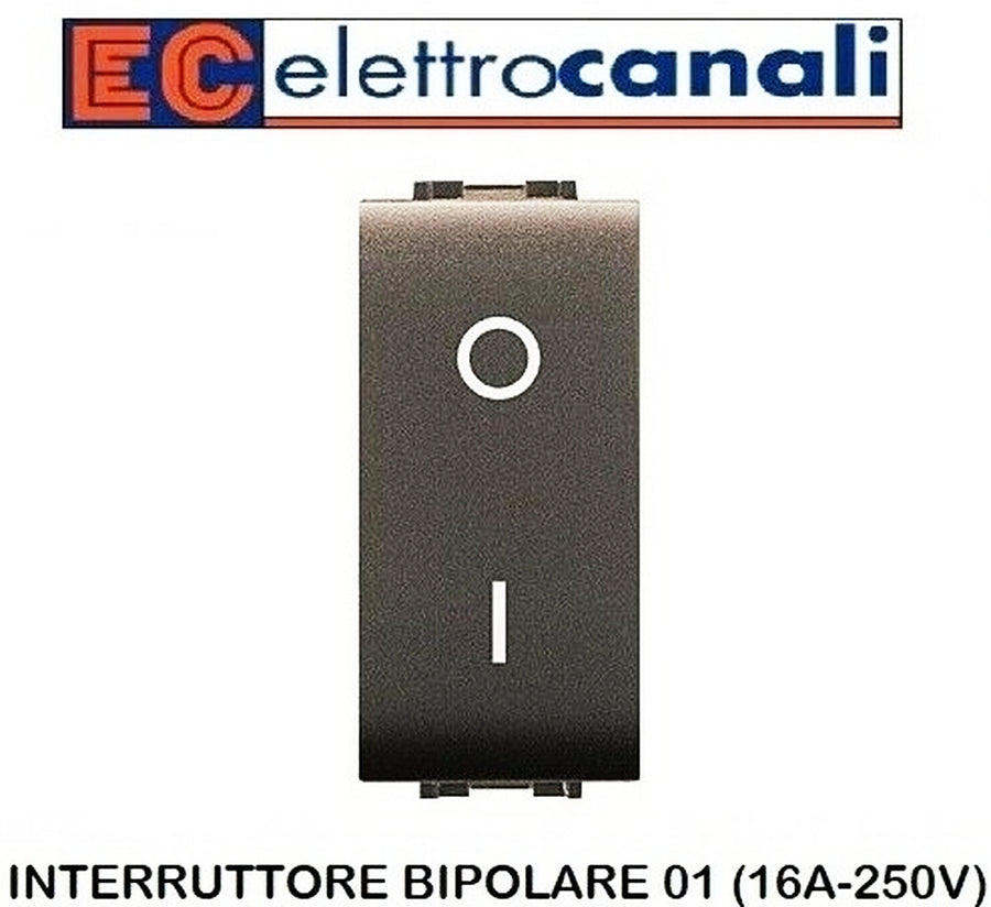 INTERRUTTORE BIPOLARE NERO 16A COMPATIBILE BTICINO LIVING
