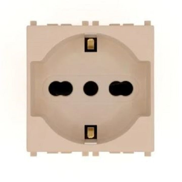 PRESA TRIVALENTE MIVIDA 2 MOD. 10/16A 250Vac 2P+T – SABBIA