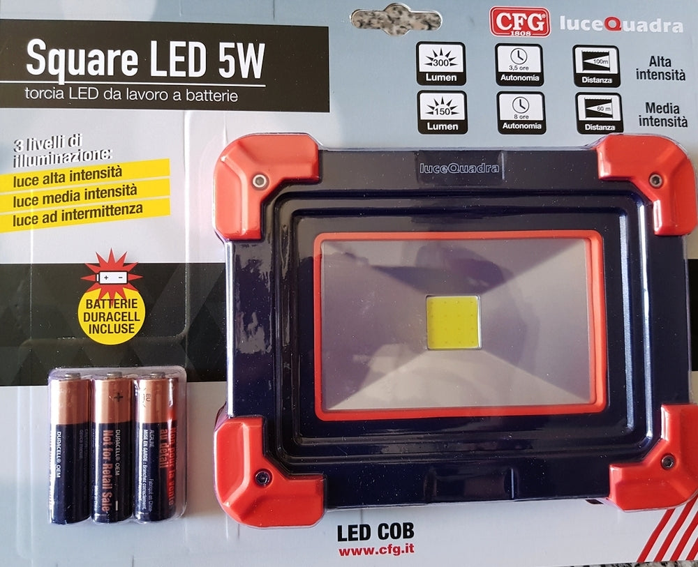TORCIA SQUARE A LED 5W CON PIEDISTALLO BATTERIE INCLUSE