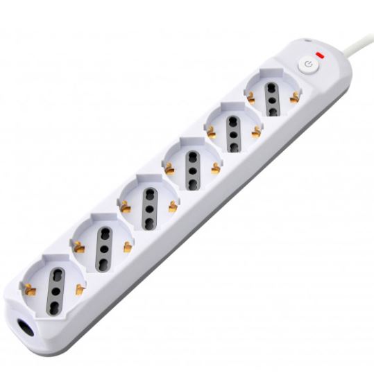 MULTIPRESA TORRE 6 POS: 2SCHUKO+4BIPASSO SPINA 16A