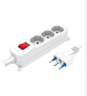 MULTIPRESA BIANCA 3 BIP/SCHUKO TASTO ON OFF 16A