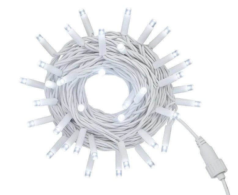 CATENA LUMINOSA 100 LED, 10MT, LUCE BIANCA, CAVO BIANCO, IP65, PROLUNGABILE, EFFETTO FLASH , GHIRLANDA NATALIZA