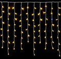 TENDA LUMINOSA 120 LED, 3MT, LUCE GIALLO, CAVO BIANCO, IP65, PROLUNGABILE, EFFETTO FLASH , CON FILI PENDENTI A LUNGHEZZE ALTERNATE (30-70-40-60 CM) PER EFFETTO A CASCATA