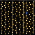 TENDA LUMINOSA 200 LED, 5MT, LUCE GIALLO, CAVO BIANCO, IP65, PROLUNGABILE, EFFETTO FLASH , CON FILI UNIFORMI DA 50 CM
