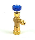 RUBINETTO PREMIVALVOLA (SHUT-OFF) R404A, 134A, 407C - INGRESSO FEMMINA 1/4 SAE RH (DESTRO) - USCITA MASCHIO 1/4 SAE RH (DESTRO) - CON DEPRESSORE