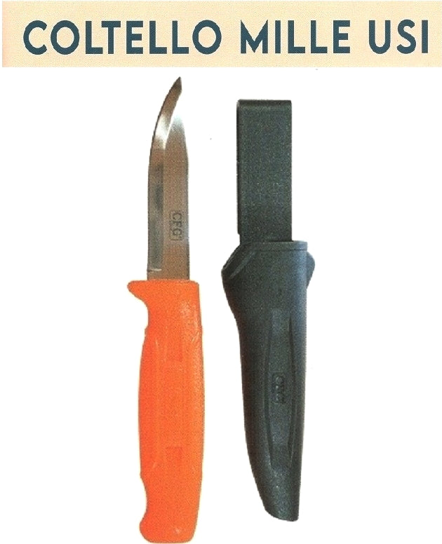 COLTELLO MULTIUSO CON LAME IN ACCIAIO INOX, CON BLOCCO A SCATTO E AGGANCIO PER CINTURA