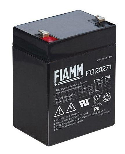 BATTERIA AL PIOMBO RICARICABILE 12V 2.7AH TERMINALE FASTON 4.8MM FIAMM