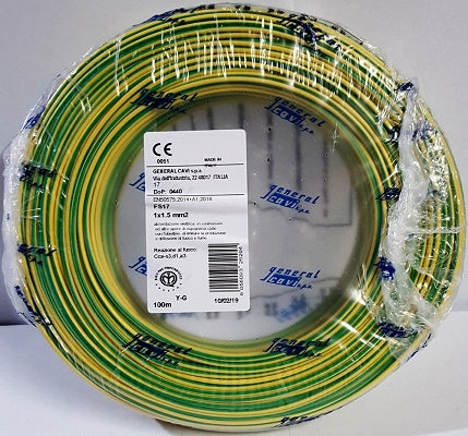 CAVO FS17 GIALLO-VERDE 1×1,5 mm² (PREZZO A METRO)