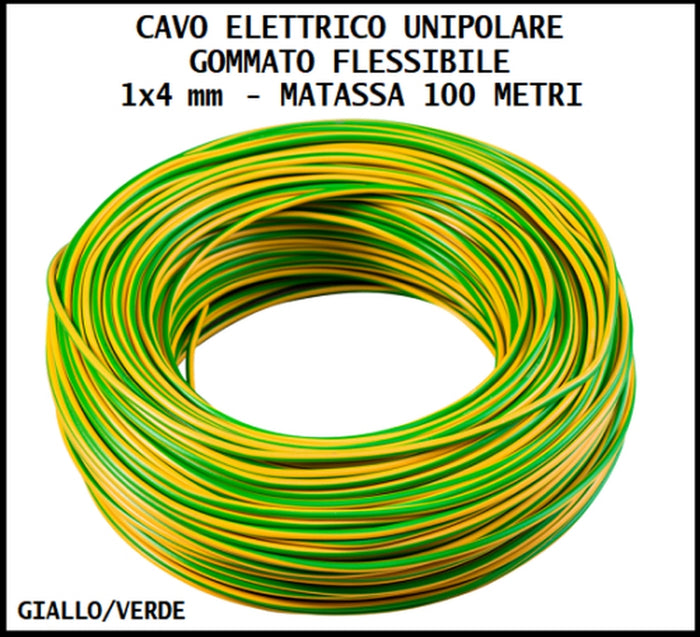 CAVO FS17 GIALLO-VERDE 1×4 mm² MATASSA 100 METRI