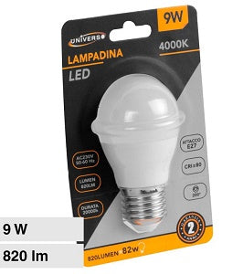 LAMPADINA LED E27 G45 9W 4000K
