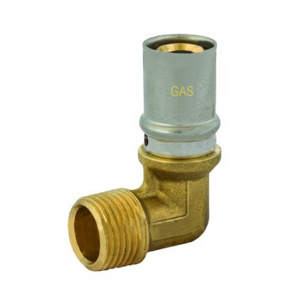 GOMITO PER GAS FILETTATO MASCHIO 16X1/2"
