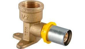 GOMITO A PRESSARE PER GAS FILETTATO FEMMINA CON FLANGIA 20X1/2" BAMPI