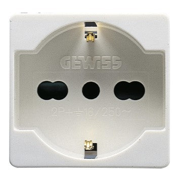 PRESA 2P+T 16 A 250 V ac BIVALENTE 2 MODULI STANDARD ITALIANO/TEDESCO