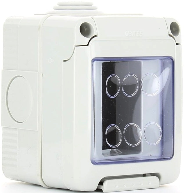 CONTENITORE STAGNO 1 POSTO IP55 CON SPORTELLINO PER APPARECCHI SYSTEM