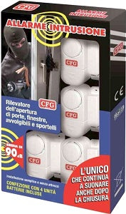 ALLARME ANTINTRUSIONE PER PORTE, FINESTRE, AVVOLGIBILI E SPORTELLI. CONFEZIONE CON 4 UNITÀ E 3 PILE INCLUSE