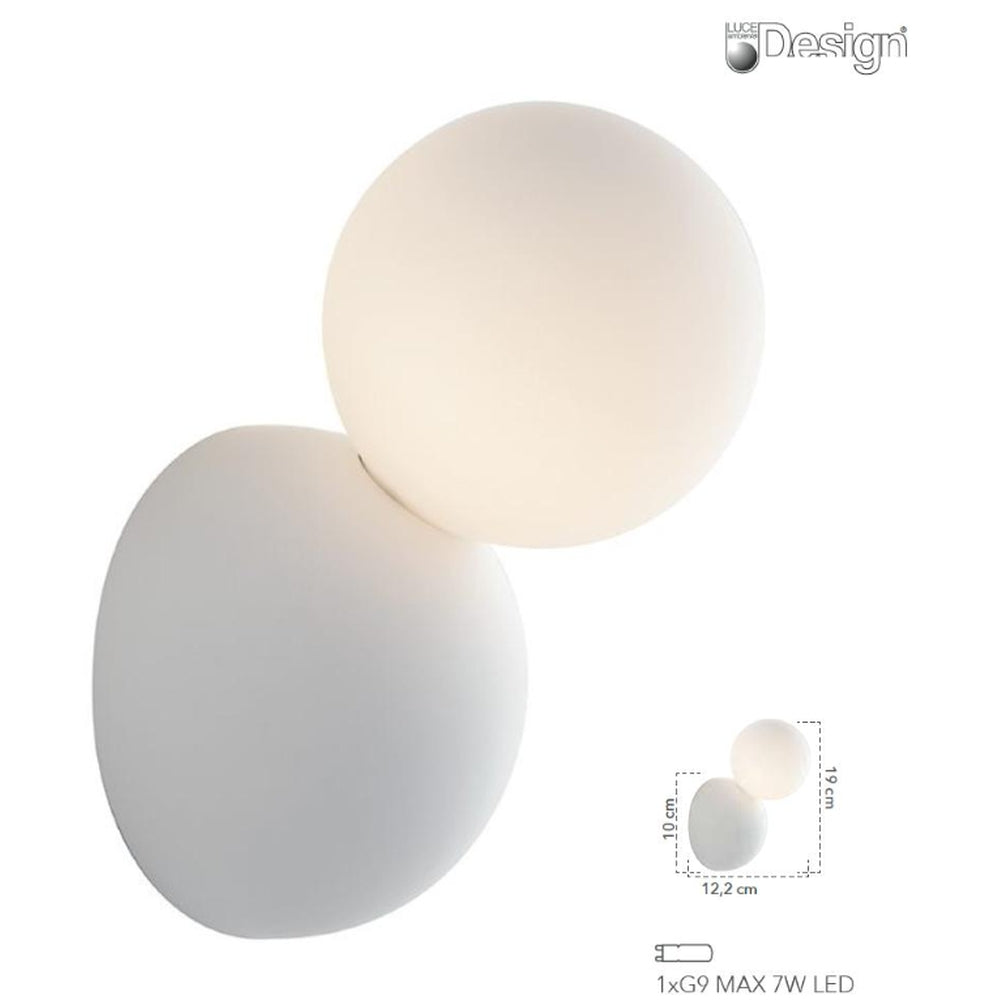 LAMPADA DA PARETE G9 IN GESSO CON DIFFUSORE IN VETRO