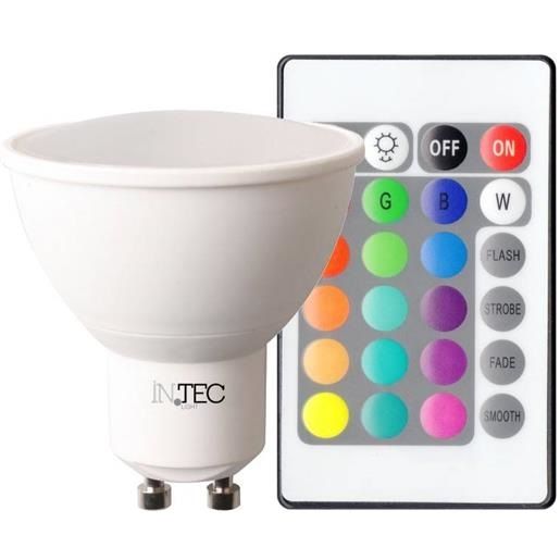 LAMPADINA LED CON TELECOMANDO GU10 4W 300LM RGBW 38? 50*55mm 15000h CRI80