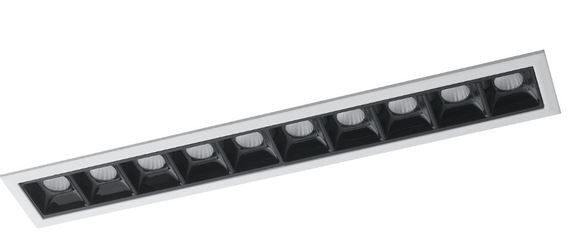 INCASSO LED SINKRO NERO/BIANCO 10X2W 2260LM 4000K 28X4 9X4 5CM