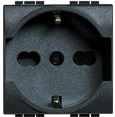 PRESA SCHUKO BIPASSO ANTRACITE 2P+T 10/16 A BTICINO LIVINGLIGHT