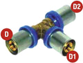 RACCORDO A "T" INTERMEDIO A PRESSARE CON 2 ATTACCHI INGRANDITI Ø 20×20×16 mm